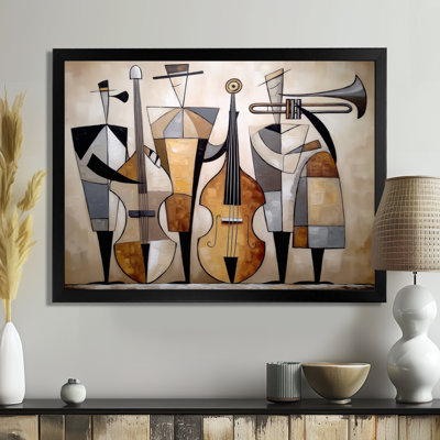 Abstract Jazz Band In New York City - Music Jazz Canvas Print Wall Art, Brown Vintage Wall Decor