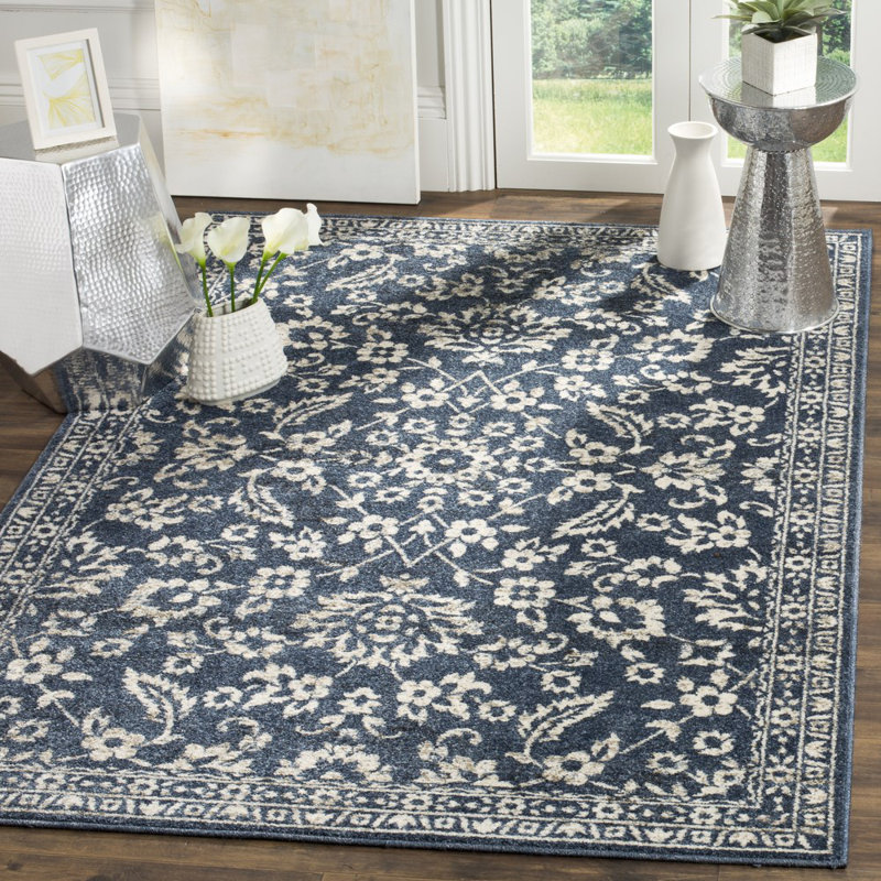 Tapis oriental bleu / beige Arthur, Rectangle 5 pi 1 po x 7 pi 6 po