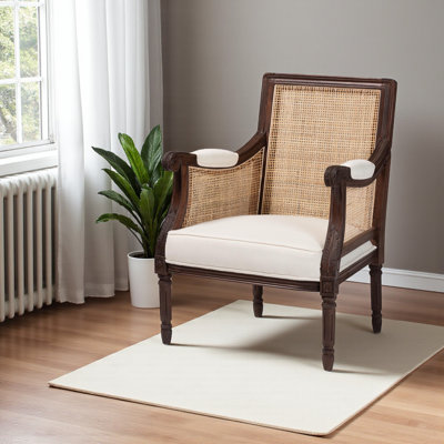 Walsh 26.4'' Rattan and Bayur Wood Wide Armchair