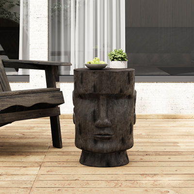 Outdoor Ancient Head Pedestal Table In Grey For Yard And With Practical Functionality End Balcony Versatile Function
