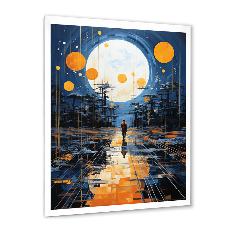 «Hinrikus Yellow Solar Specks», impression géométrique sur toile, Cadre photo blanc, H 20 po x l 12 po x P 1 po