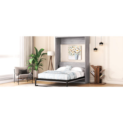 Lit double gris pliable dans l'armoire - fiable et maximisant l'espace avec une solution de rangement
