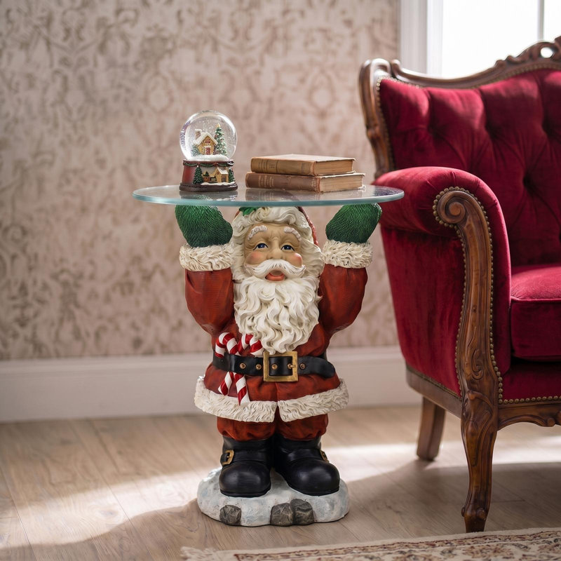 Grande table de bout en verre père Noël 21,5 po