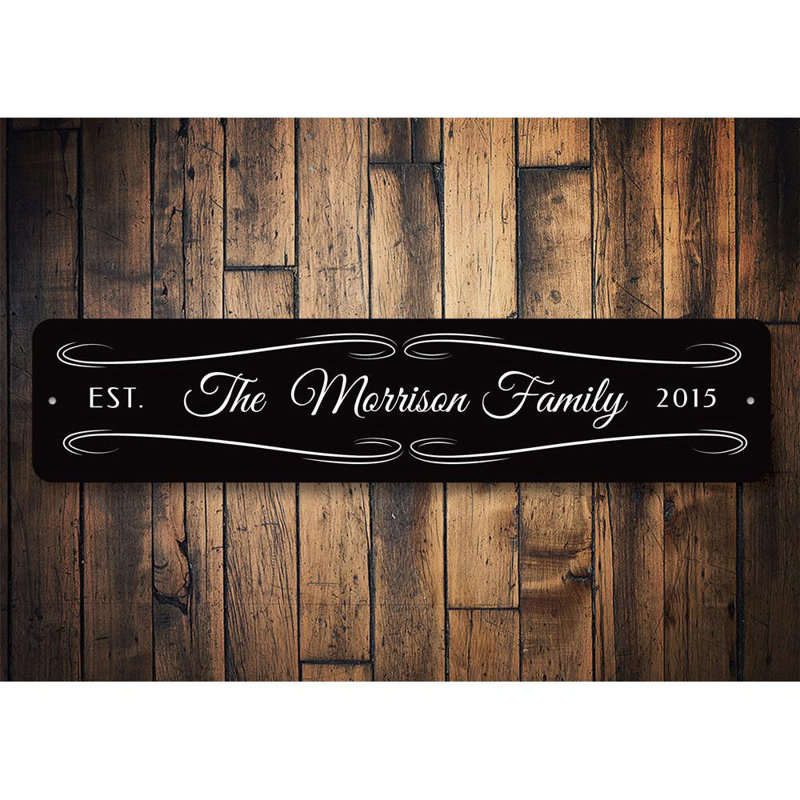 Plaque de nom de famille en aluminium, H 6 po x l 24 po x P 0,06 po