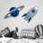 Rocket and Planet Saturn Space Mirror Wall Decor