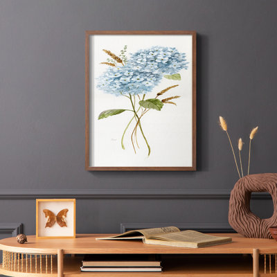 Petite Blue Hydrangea I Framed Print - Solid Wood