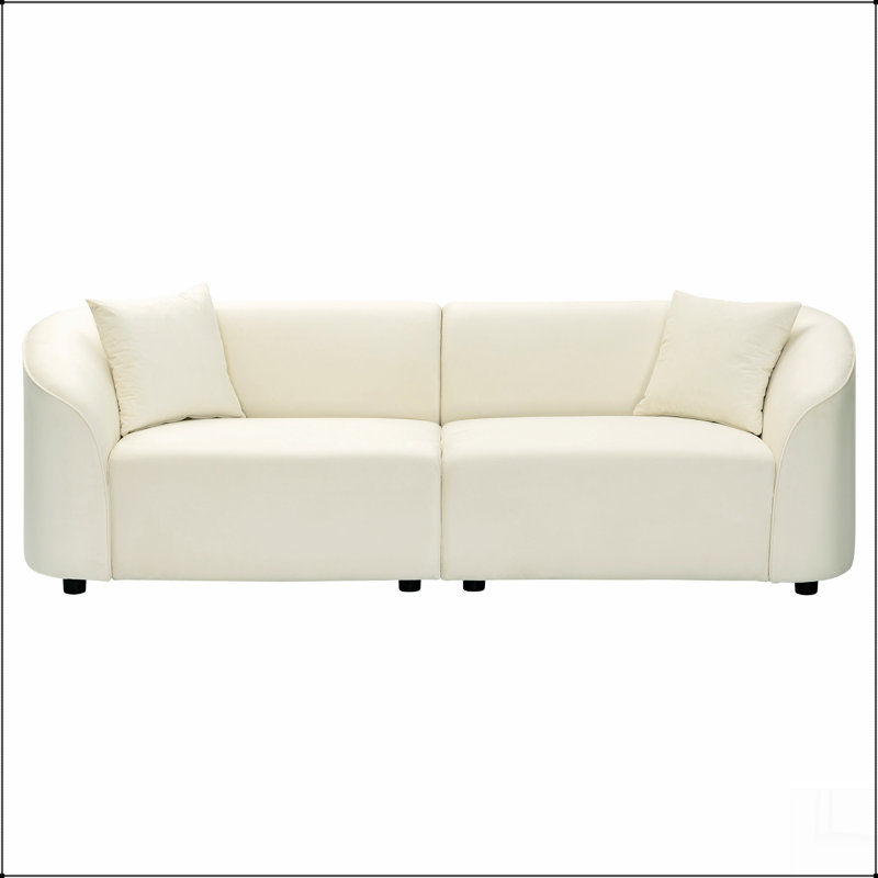 87 Canapé incurvé contemporain blanc cassé à conception moelleuse et durable pour des espaces élégants, Beige