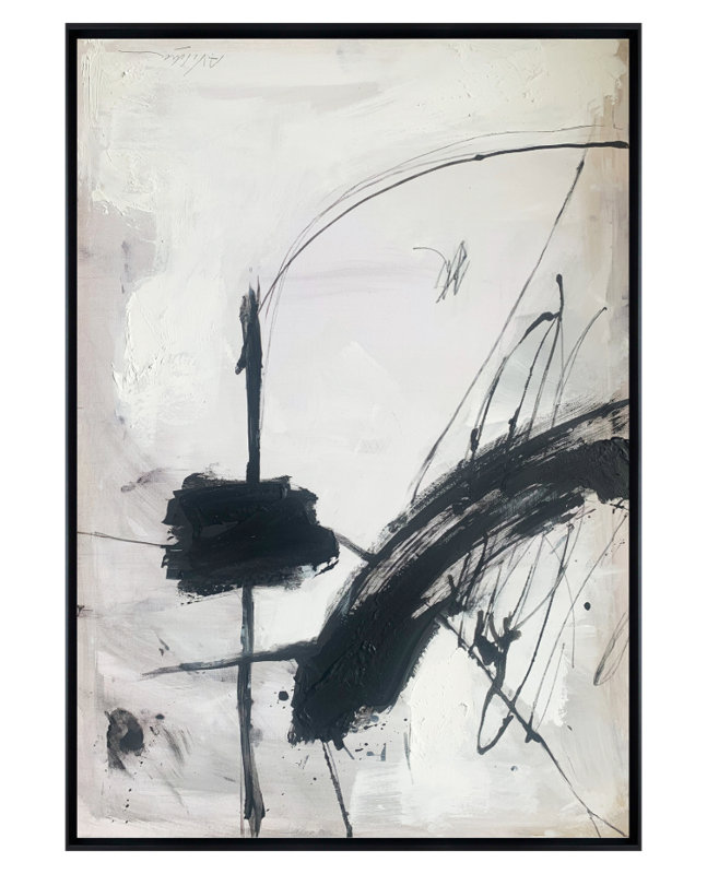 Velora Single Picture Frame Painting on Wood, 180 cm H x 94 cm W, Black