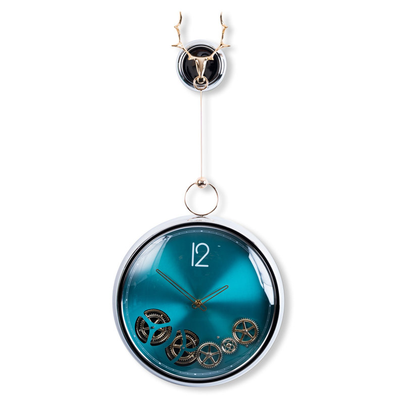 Horloge murale Teal Time Elegance, Sarcelle / Doré