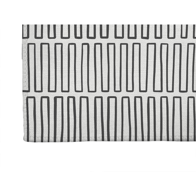 Block Maze Non-Slip Outdoor Rug, Runner 2'6" x 8'