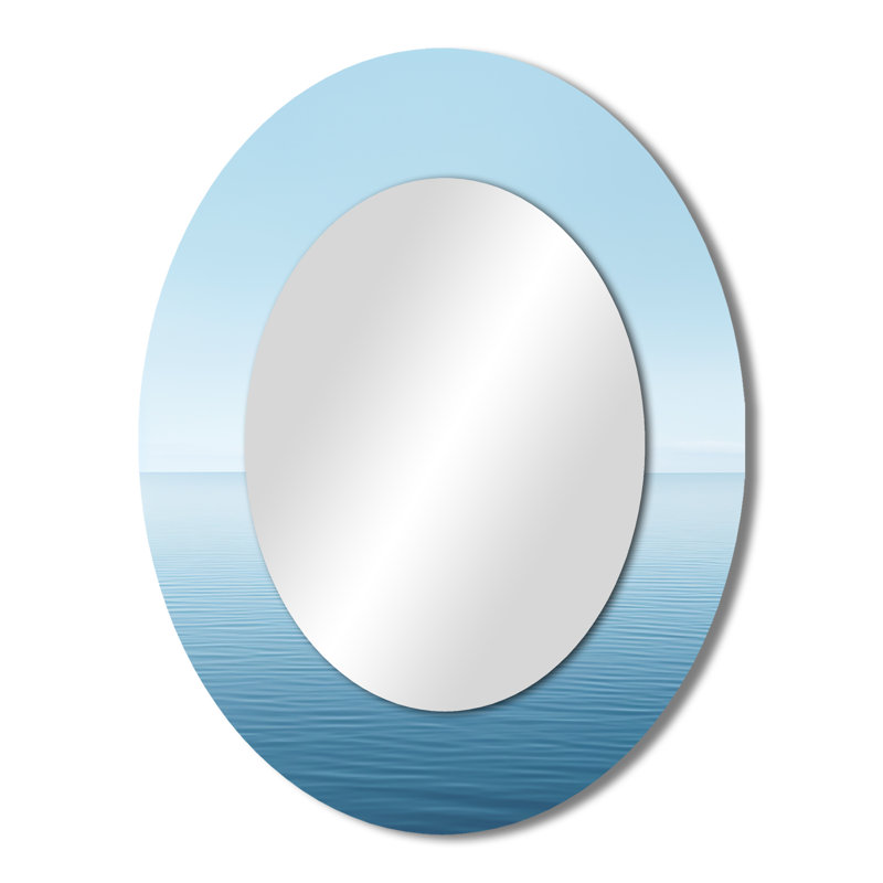 Oceans Infinity Dreamscape III - Blue Oval Wall Mirror Decor, 43" x 33"