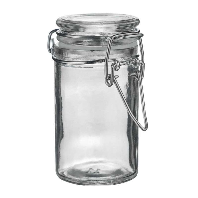 Argon Tableware - Glass Storage Jars with Labels - 70ml - Set of 6, White/Clear