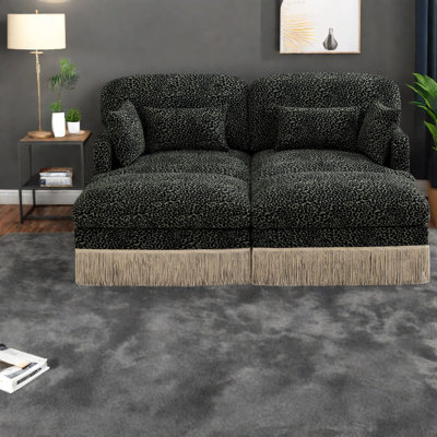Deep Seat Modular Sofas, Chenille Leopard Contemporary Home Lounge