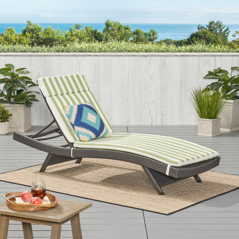 Outdoor Chaise Lounge Set , Cushion Included, Jungle Green , 2, Brown