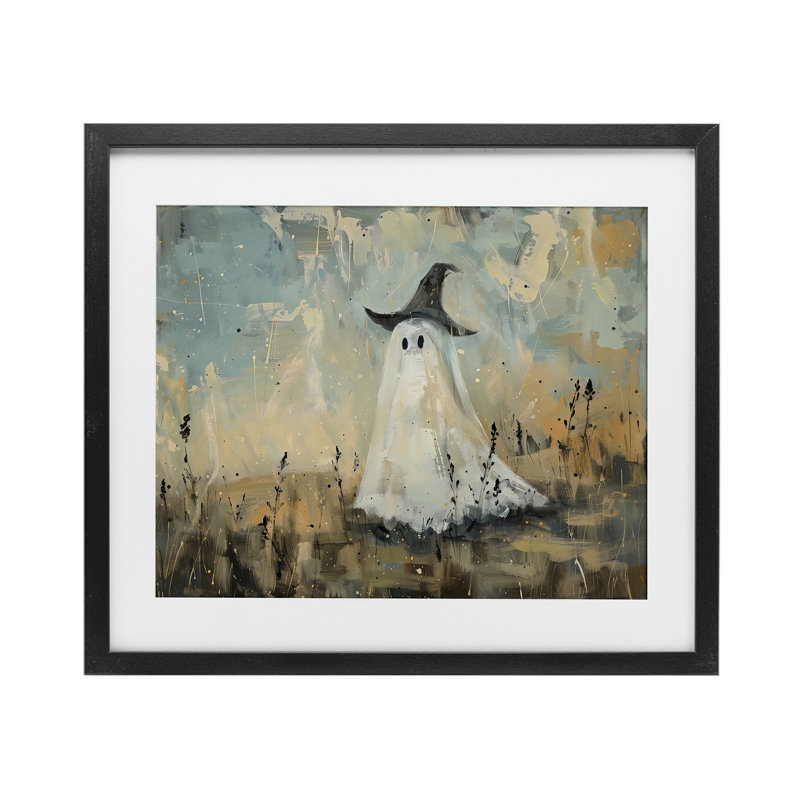 «Halloween Witch Hat Ghostie», reproduction encadrée sous verre, design by Creative Studio, H 13 po x l 16 po