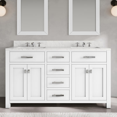 Minnetrista Double Bathroom Vanity with Marble Top