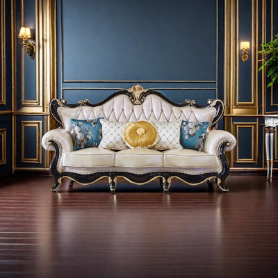 European Light Luxury Leather Sofa 90.5'' Leather Sofa