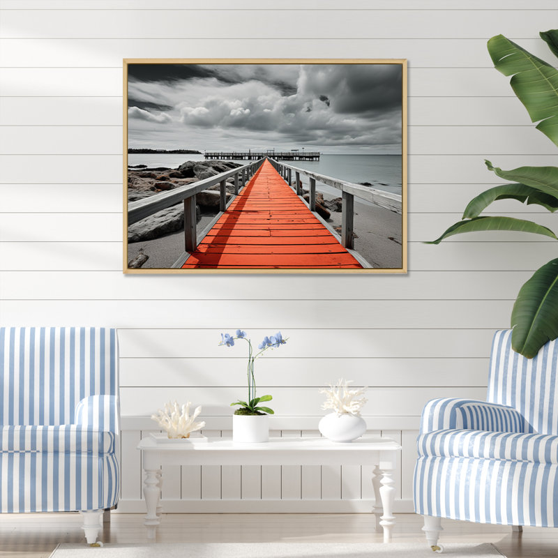 Hisa Beach Pier Point de vue noir I, Cadre naturel flottant, H 30 po x l 40 po x P 1,5 po