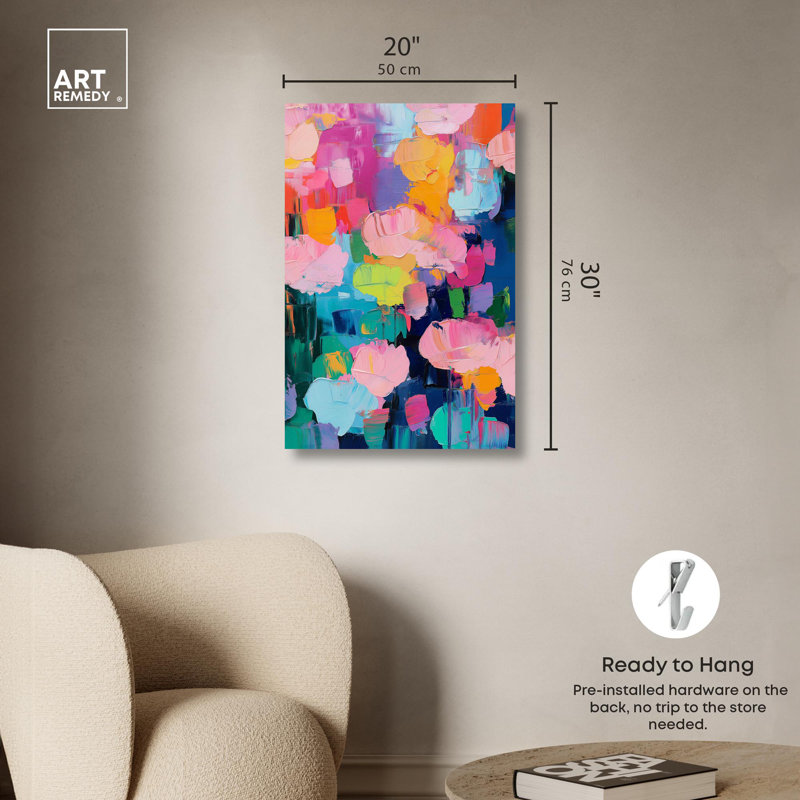Vibrant Multicolor Abstract Wrapped Canvas Art, 30" x 20"