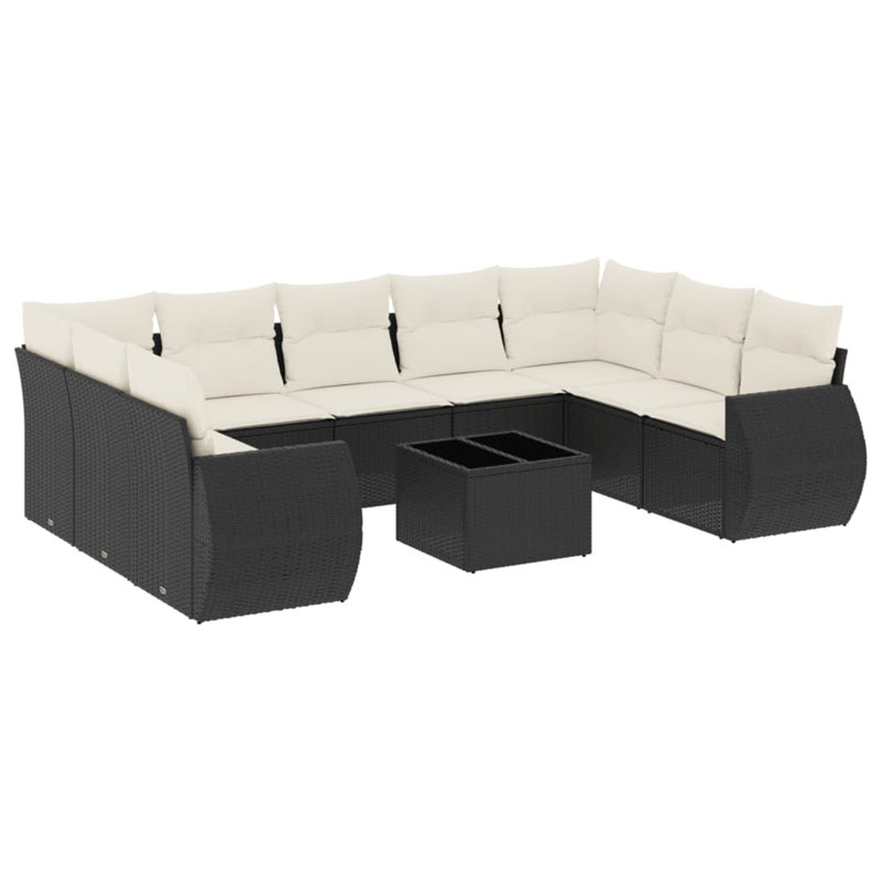 Ensemble de canapé de jardin Vidaxl noir, blanc crème