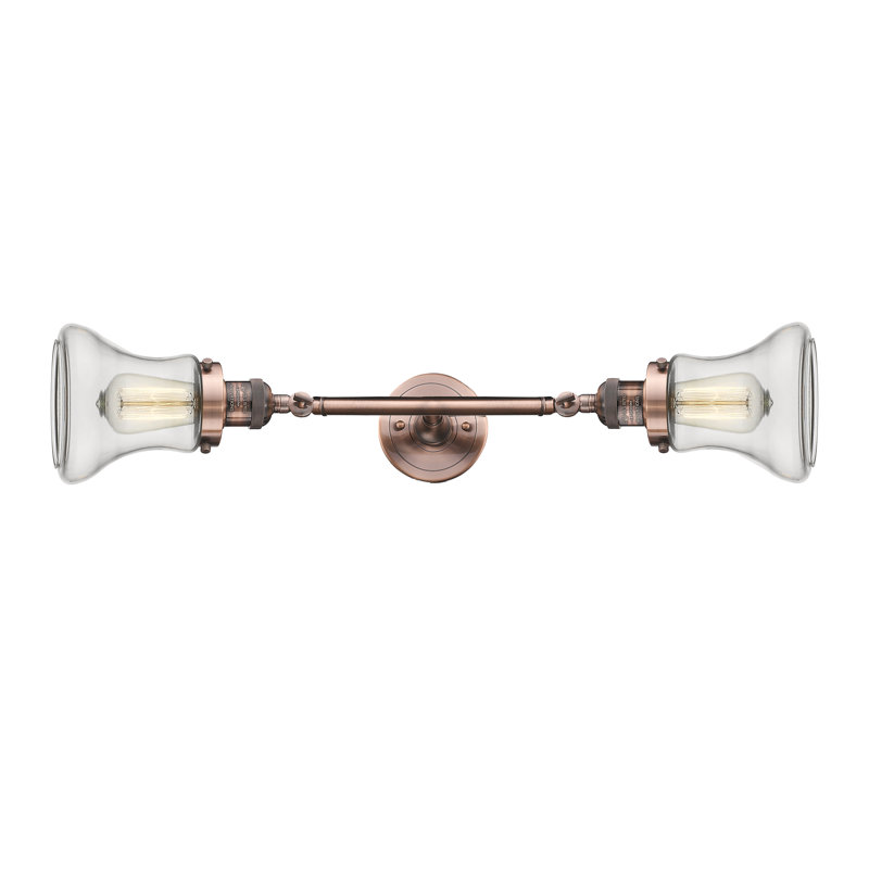 Lauria 2 - Light Dimmable Vanity Light, Clear, Antique Copper, 6 Watt Vinage LED Bulb