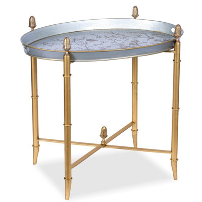 Pewter Round Tray &  Table with Finials