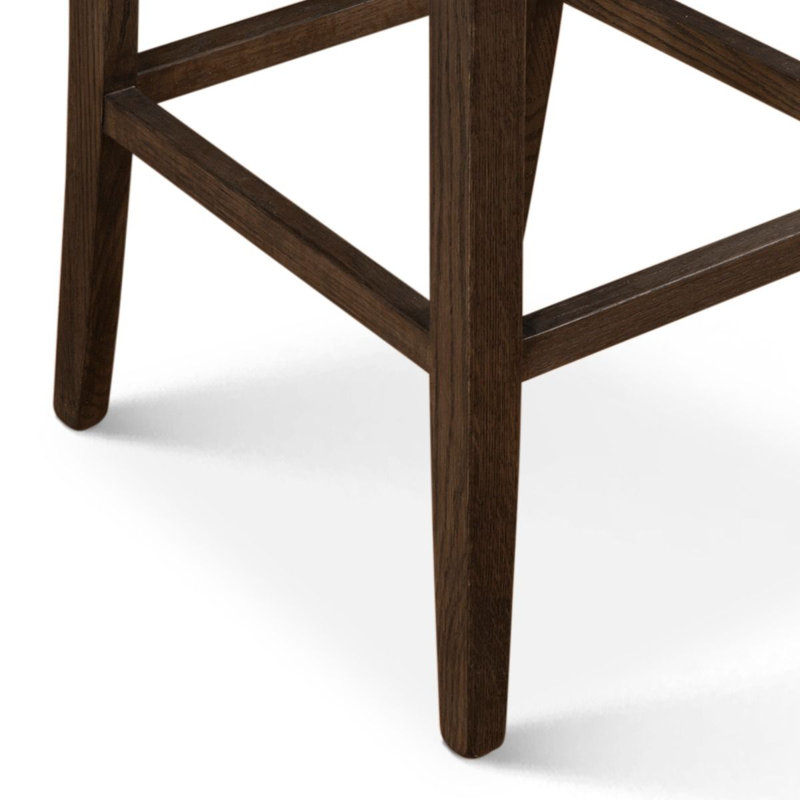 Aven Upholstered Stool with Solid Wood Frame, Suede-Green