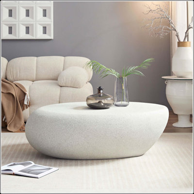 Vintage Fibreglass Elliptical Coffee Table, Matte Finish, Irregular Design, No Assembly Required, Perfect for Living Room and Sofa Front