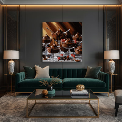 Desserts Chocolate pudding Brown Canvas Wall Art