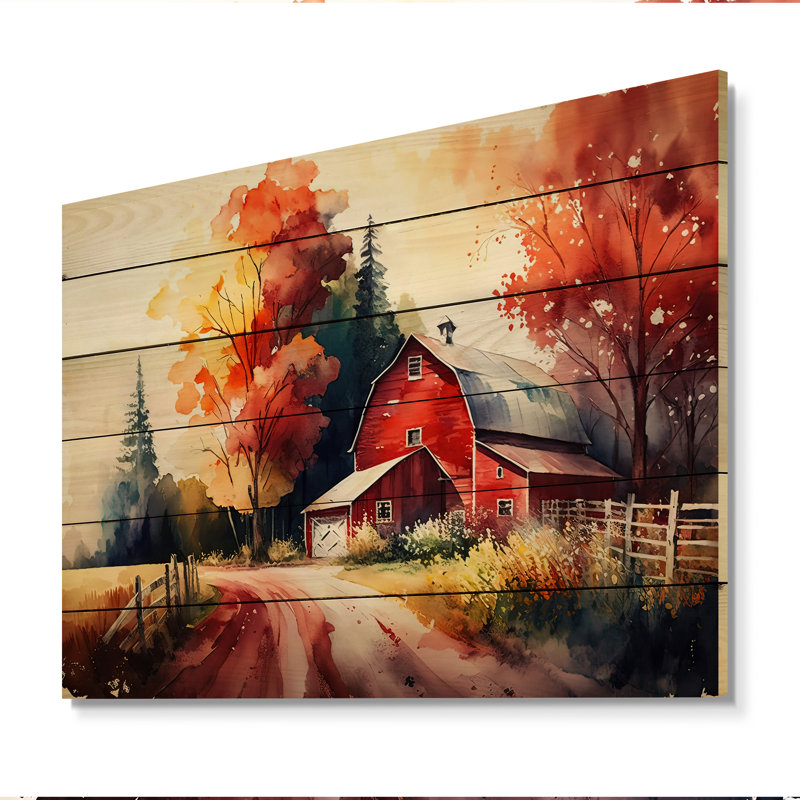 Velma Calm Red Barn - Print, H 12 po x l 20 po x P 1 po