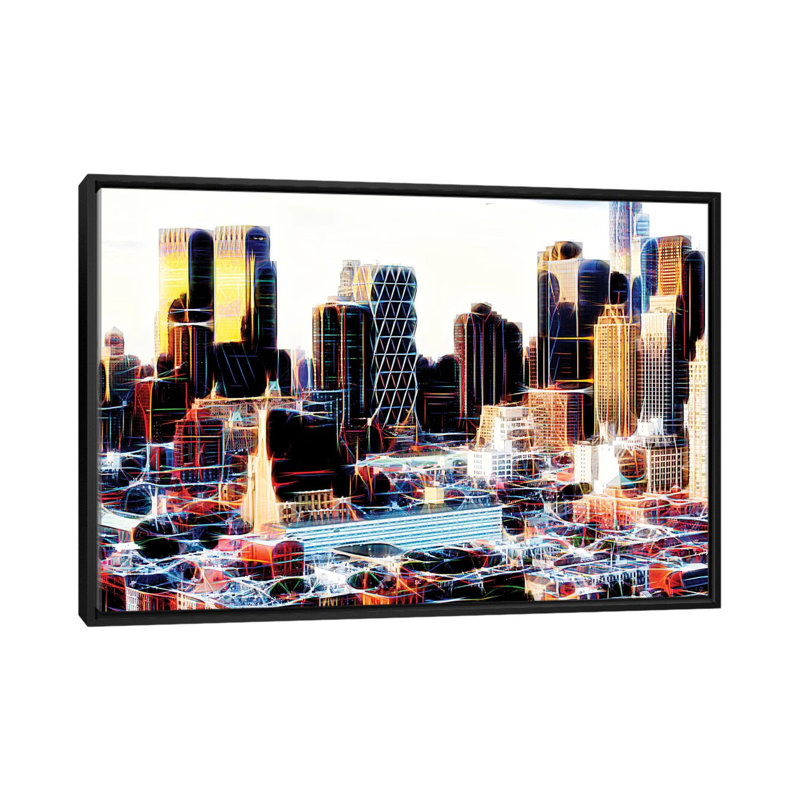 «NY Midtown» par Philippe Hugonnard - impression sur toile, H 18 po x l 26 po x P 1,5 po, Toile avec cadre noir, Pas de tapis