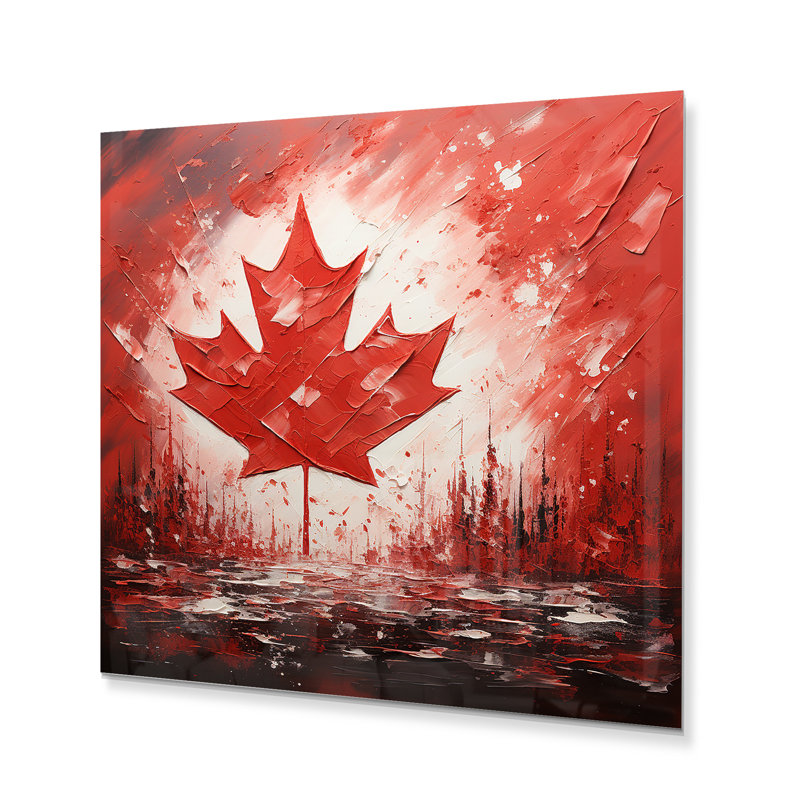 Drapeau du drapeau canadien I - Impression sans cadre sur métal, H 16 po x l 16 po x P 1 po