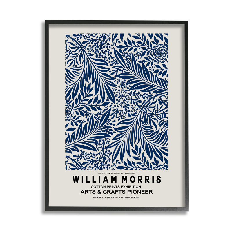 Flyer d'exposition de feuilles bleues à motif floral, L 11 po x H 11 po, Giclée encadrée noir minuit