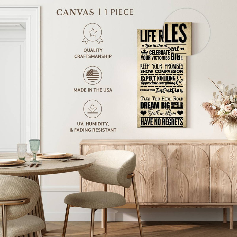 " Life Rules Sign " Print, 42" H x 21" W x 1.25" D