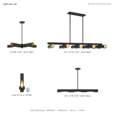 Lustre linéaire spoutnik moderne à 5 lumières Azria