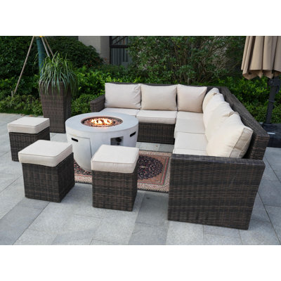 Ensemble de conversation modulaire 8 pièces avec coussins 8 pièces