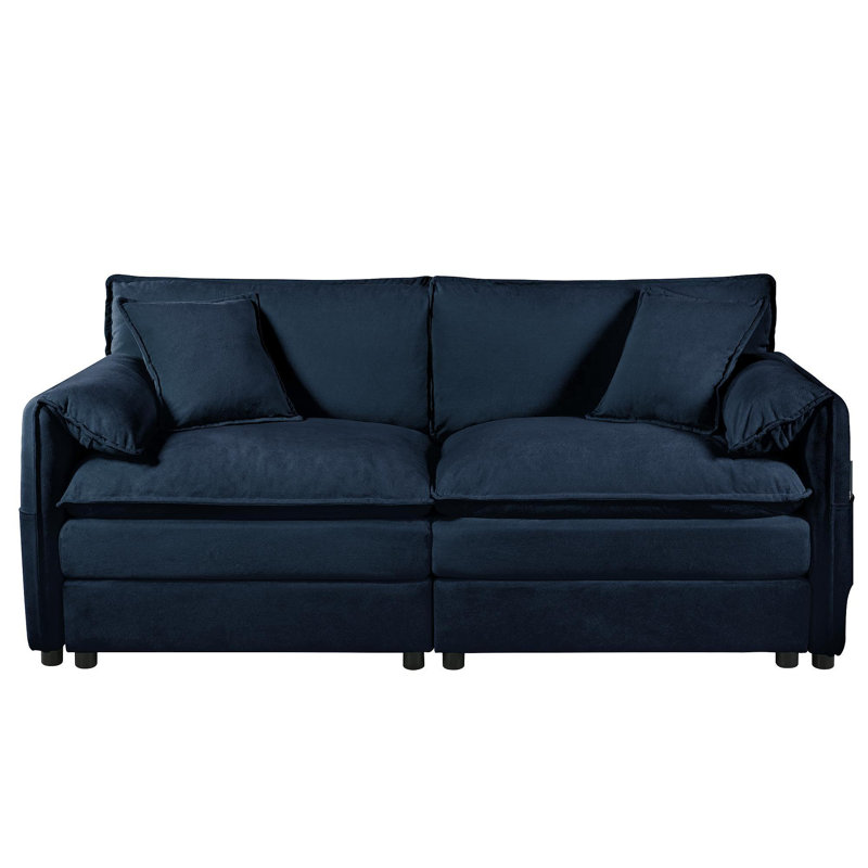 Canapé surdimensionné en chenille surdimensionné, petit canapé surdimensionné à 2 places avec nuage, causeuse moderne et confortable pour salon, chambre à coucher, bureau, combinaison de bricolage, bleu