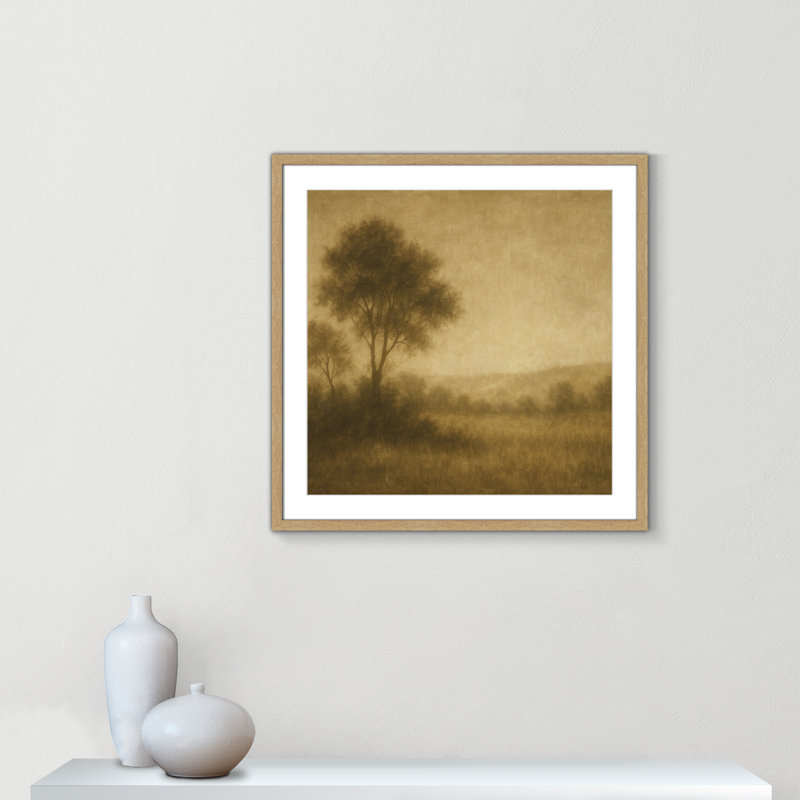 «Quiet Meadow II» par Fredrick Ashcroft, L 27,5 po x H 27,5 po, Matted Print, Naturel