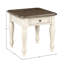 Table de bout de salon antique blanche et brune avec tiroir de rangement, conception classique, style construction, hauteur de 24,34 po, rangement en bois massif et bureau d'écriture, pièce principale, 24 po x H