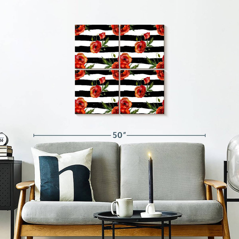 Harnek Poppy Flowers Stripes, 26" H x 26" W
