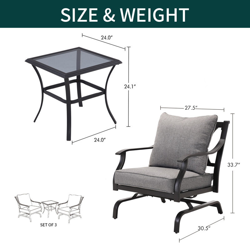 Palm City 2 - Person Patio Conversation Set, Light Gray