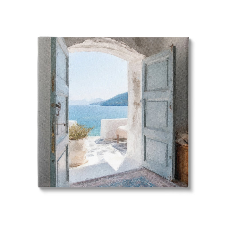 Villa côtière grecque sur toile par LSR Design Studio, H 30 po x l 30 po x P 1,5 po