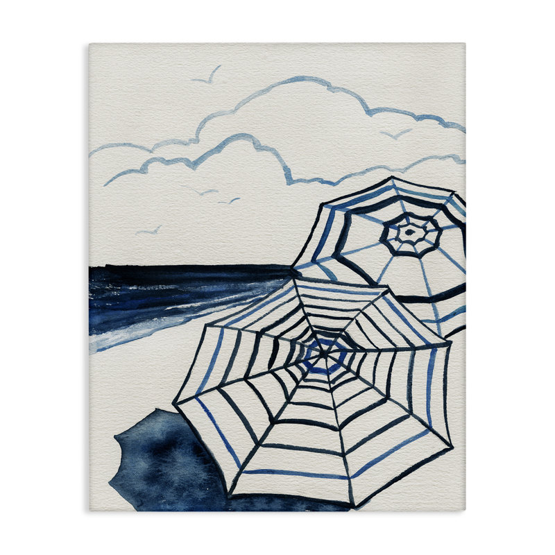 Parapluies sur toile Minimal Beach, design par Carol Robinson, H 20 po x l 16 po