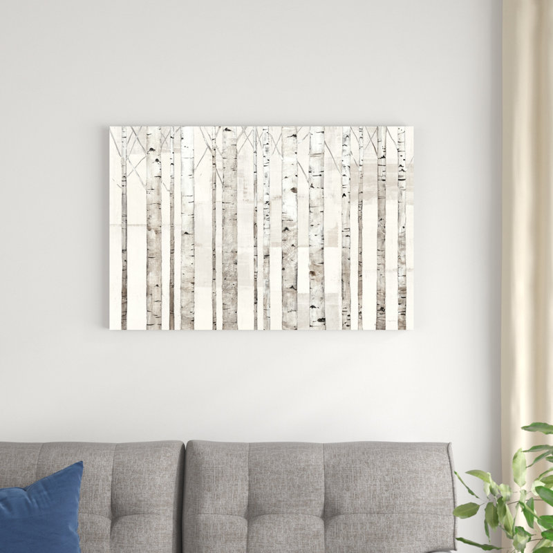 Bouleaux sur fond blanc, H 24 po x l 36 po x P 1,25 po