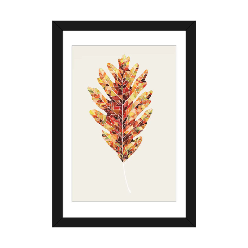 « i », impression sur toile Fall Mosaic Leaf, Papier avec cadre noir, Blanc, H 32 po x l 24 po x P 1 po