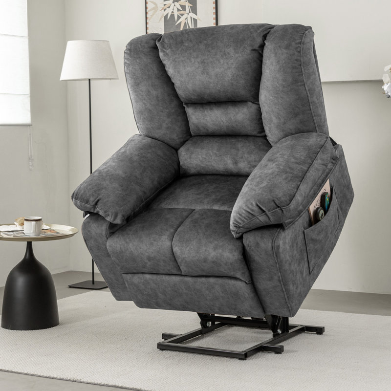 Power Lift Recliner Chair Sofa for Elderly with Massage, Gray Velvet