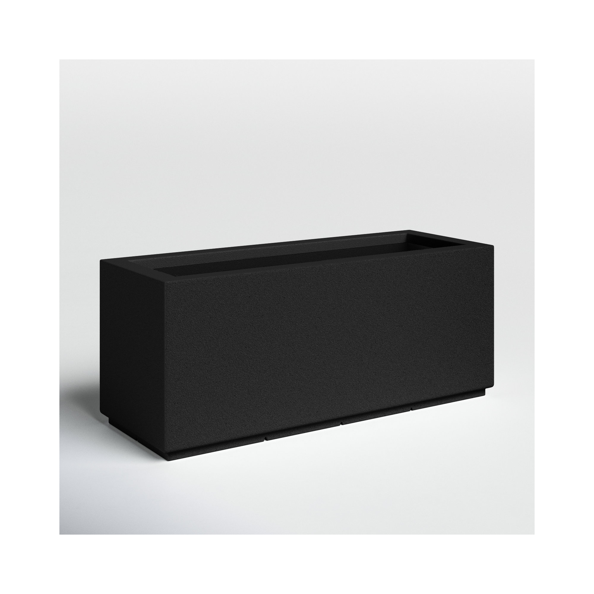 Gita Tall Lightweight Outdoor 46" x 17" x 19" Trough Planter Box, 19"H x 46"W x 17"D, Black