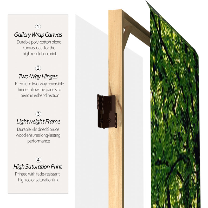 70.88" x 63" Double Sided Path of Life 4 Panel Room Divider, 71" H x 96" W x 1 "D