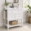 Meuble-lavabo de salle de bain avec lavabo en céramique, tiroirs et tablette ouverte-9987391