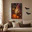 Toile mauve mauve avec lanterne rougeoyante et art mural d'Halloween-1235723336